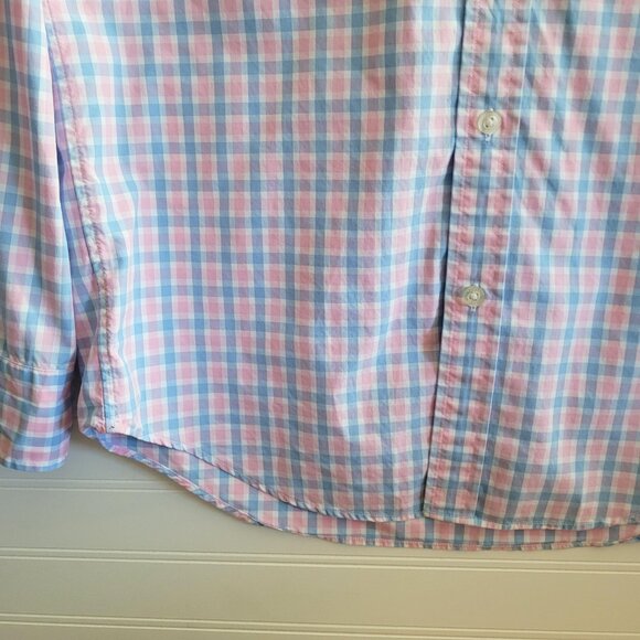 Vineyard Vines Tucker Shirt Mens Small Blue Pink Check Classic Fit Cotton Preppy - Picture 2 of 12